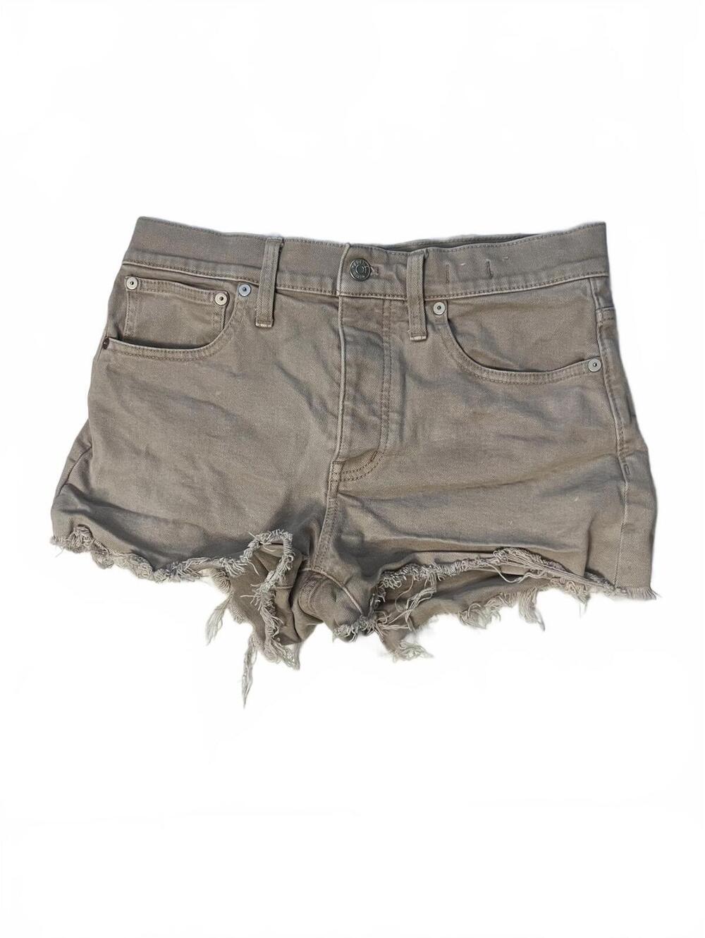 Madewell Beige Relaxed Denim Cutoff Shorts, Tan Raw Hem High Rise Jean Shorts